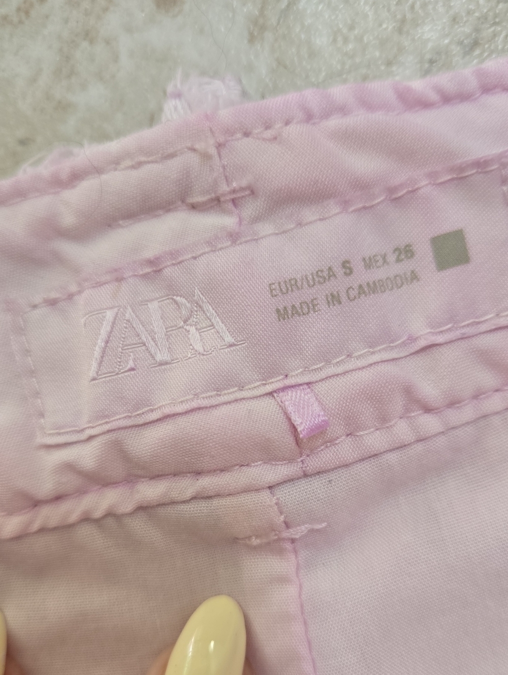 ZARA Light Pink Sequin Accents Distressed Skort - Picture 2 of 8